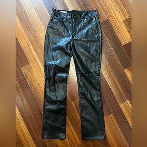 GAP Black Leather Straight Jeans